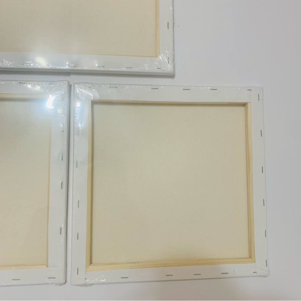 Stretched Blank Canvas Set Of 3 12 x 12 Inches New - Picture 8 of 10